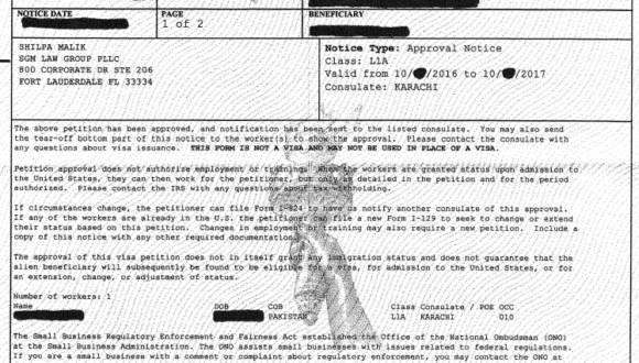 L-1A Approval Notice