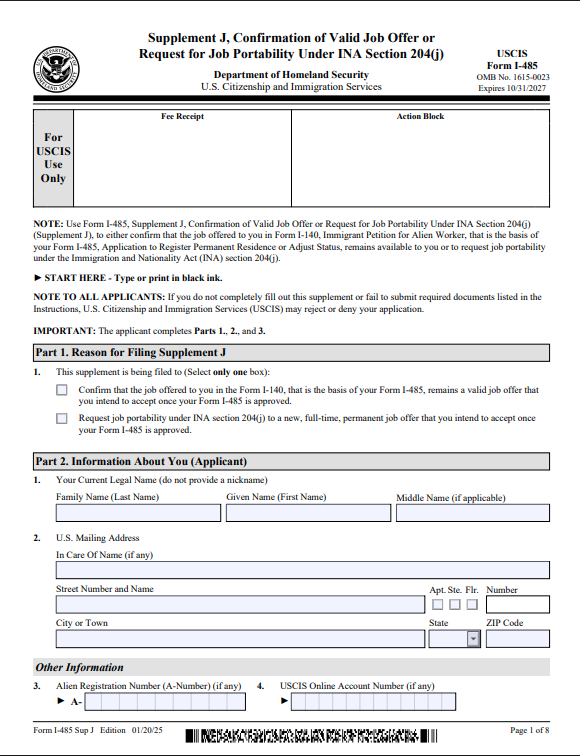 I-485 supplement J