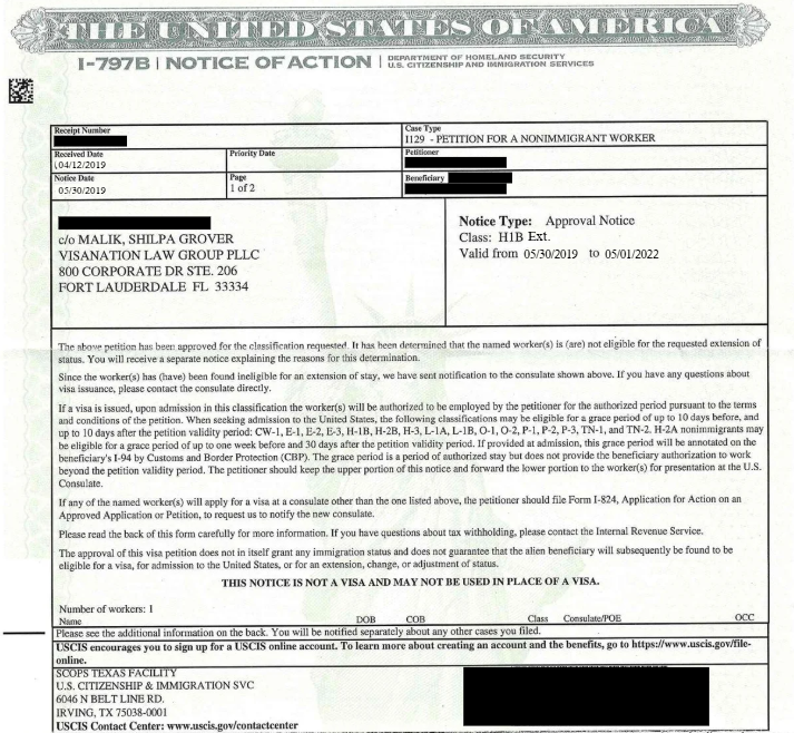 H1B extension approval