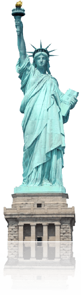 This is an image of the Statue of Liberty that welcomes new immigrants to the United States.