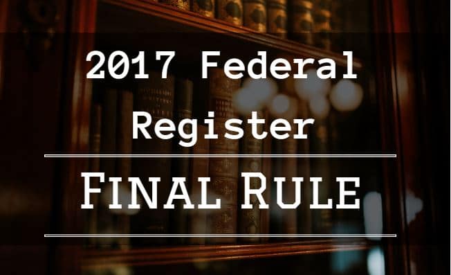 2017 Federal Register Final Rule