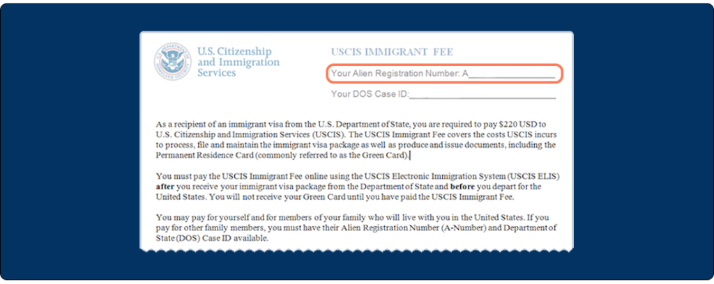 Alien Registration Number Fee