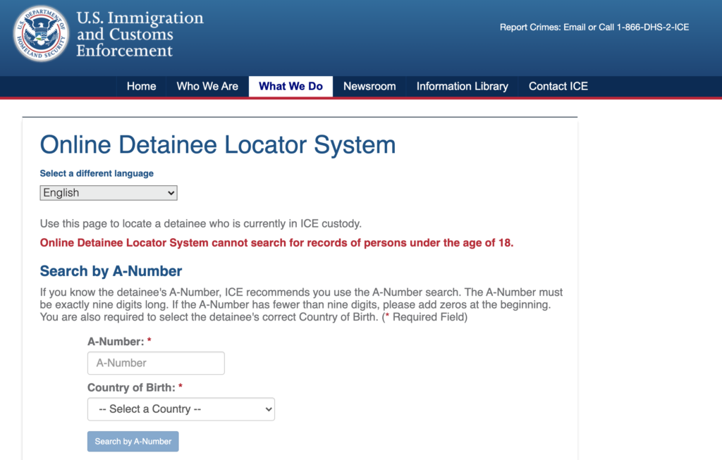 ice detainee locator system 2023