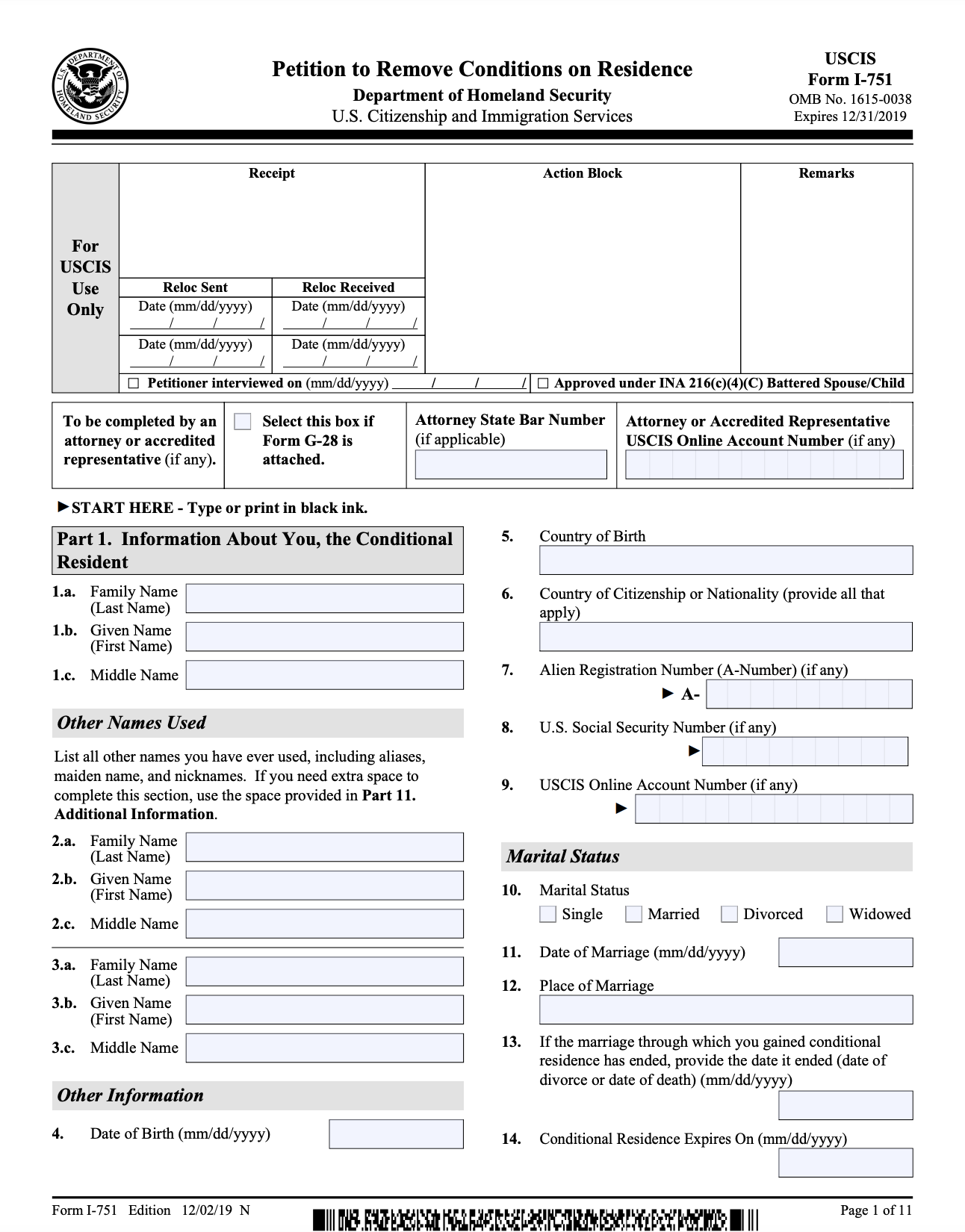 Form i-751 Example 2023