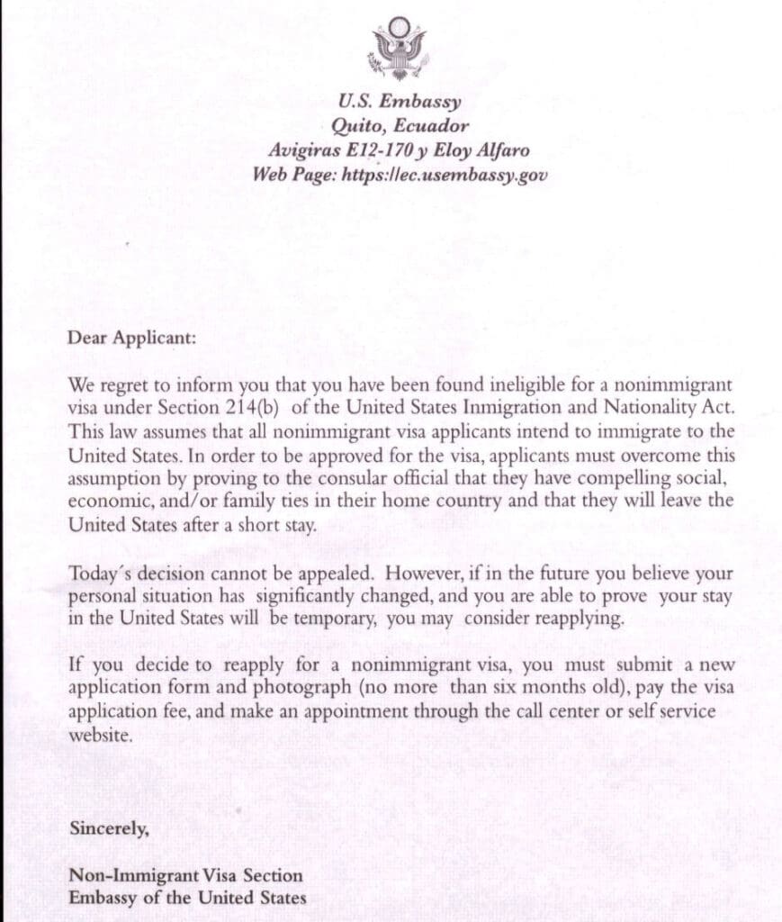 214(b) Slip Rejection letter