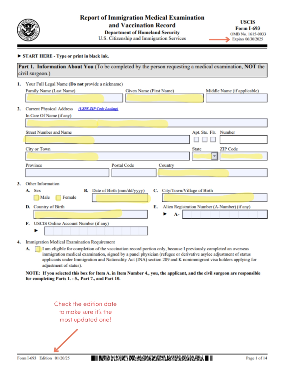 Form I-693