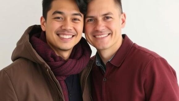 Same sex couple of chinese guy and white guy
