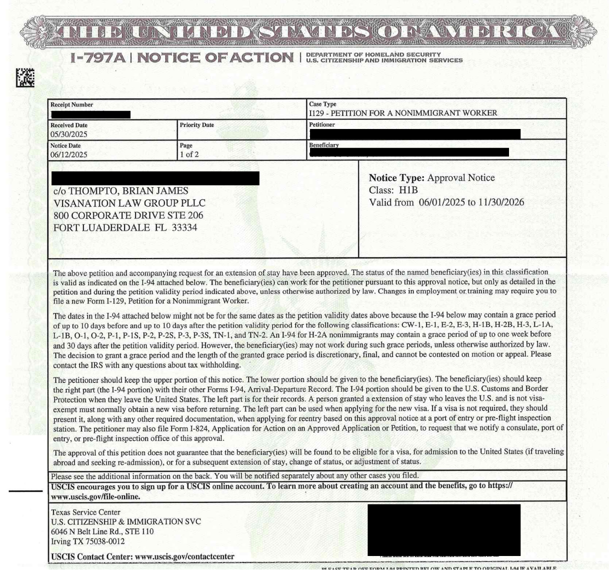 H1B Self petition approval