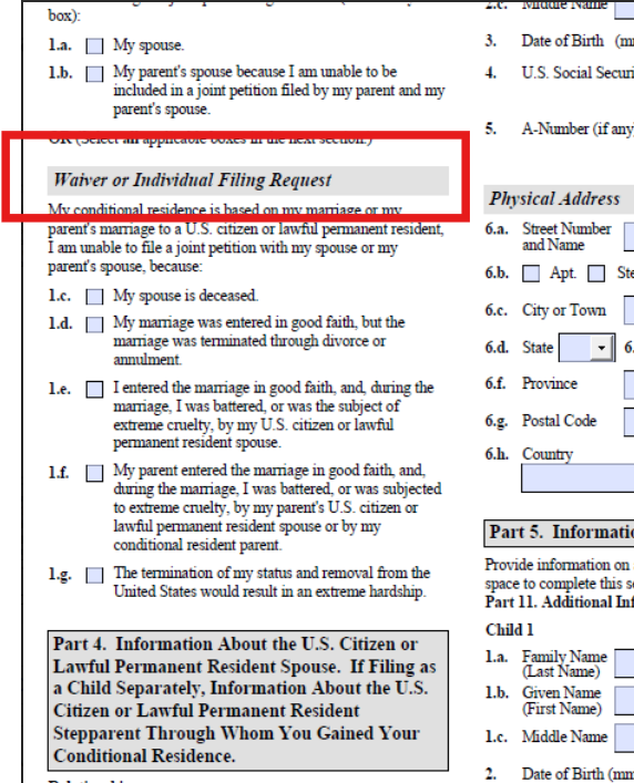 I-751 Divorce Waiver sample