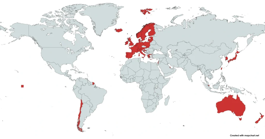 Visa Integrity Waiver Map