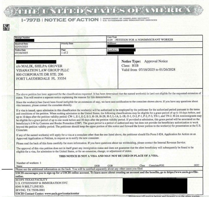H-1B ext. approval