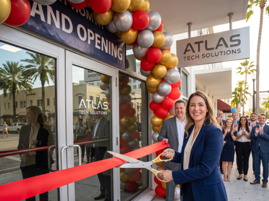 E-2 investor cutting ribbon